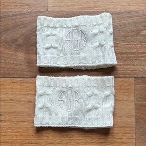 Cozy White Knit Monogrammed Boot Covers